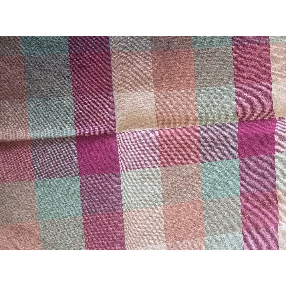 Set of 2 Plaid Fringed Cloth Napkins Multicolor Check Farmhouse Boho 18x18 - Picture 3 of 4
